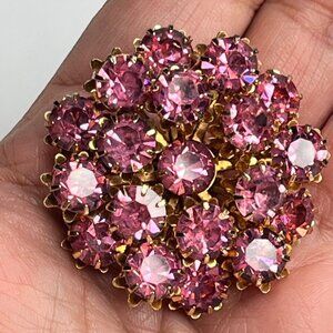 Vintage Pink Rhinestone Flower Brooch Circa 1950s-60s high quality cristal